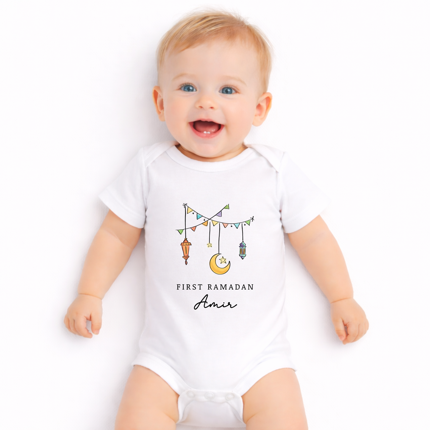 Personalised Baby Bodysuit - Little Crescent First Ramadan