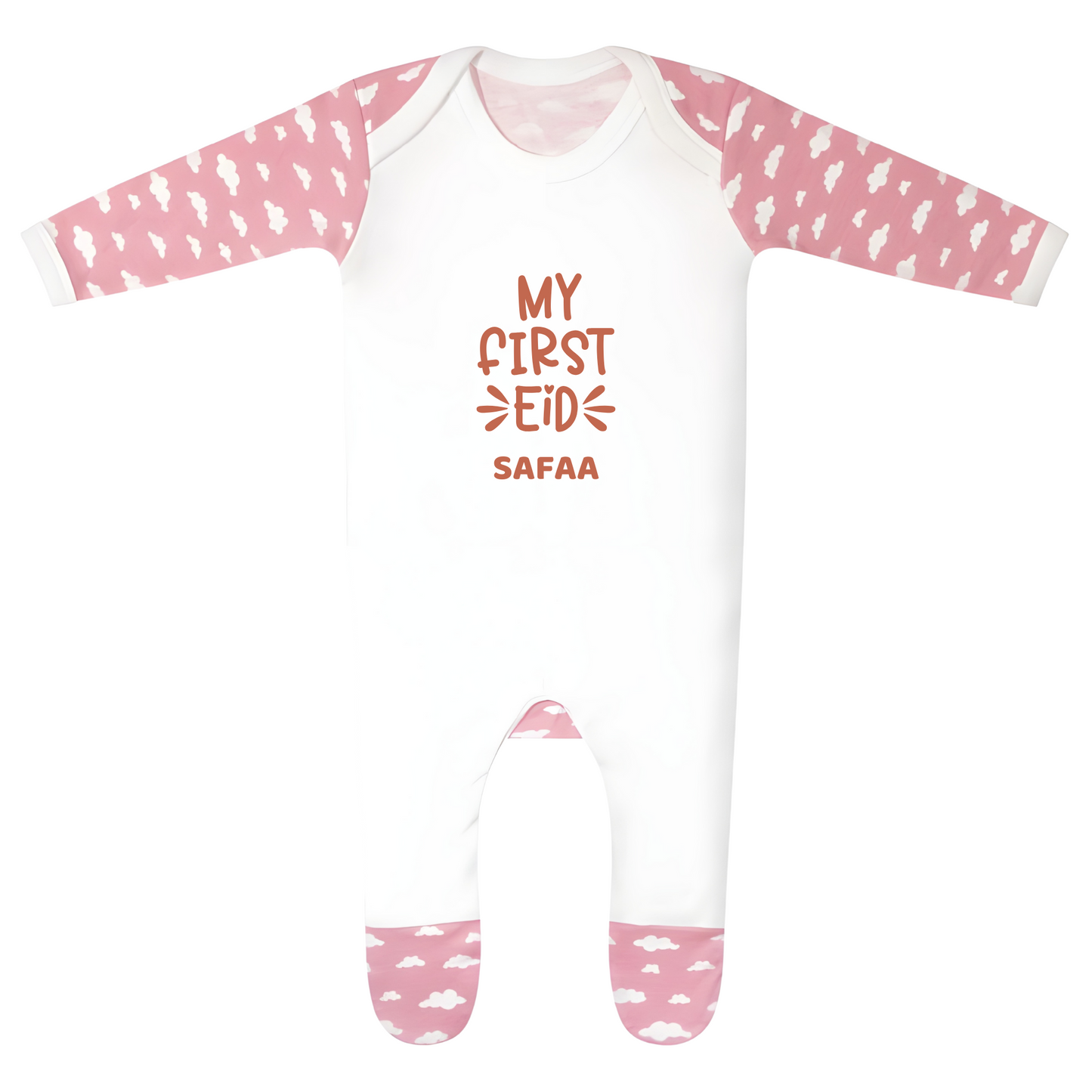 Personalised Eid Baby Cloud Print Rompersuit - First Eid Love