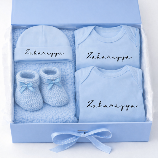 Personalised Baby Boys 5 Piece Gift Set