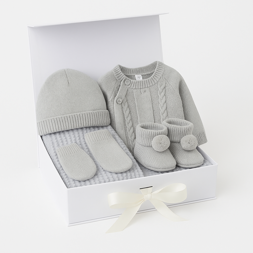 Baby Neutral Cable Knit 6 Piece Gift Set