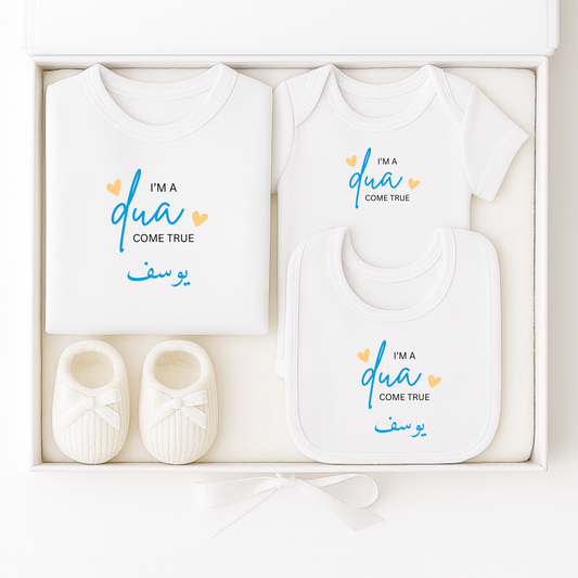 Personalised Baby Boys 4 Piece Gift Set - Dua Come True