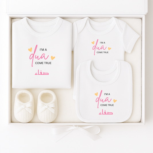 Personalised Baby Girls 4 Piece Gift Set - Dua Come True