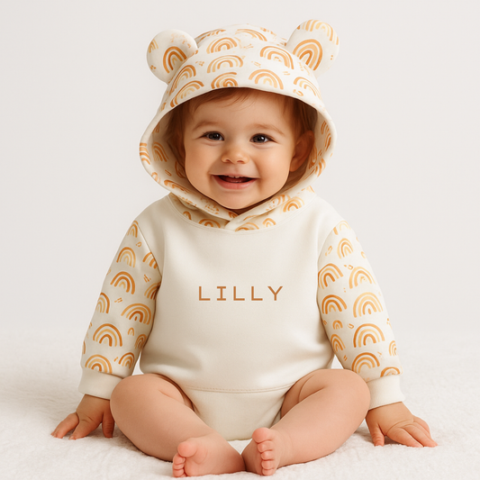Personalised Baby & Kids Rainbow Bear Hoodie