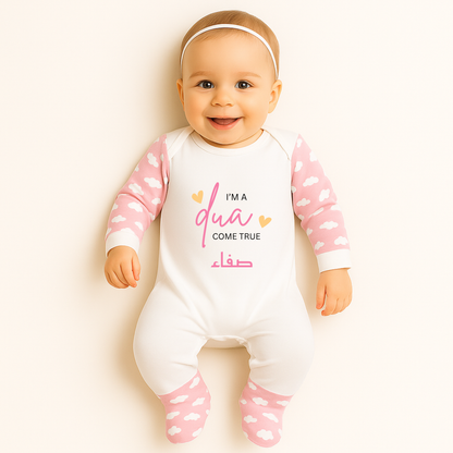 Personalised Baby Rompersuit – Cloud Print - Dua Come True