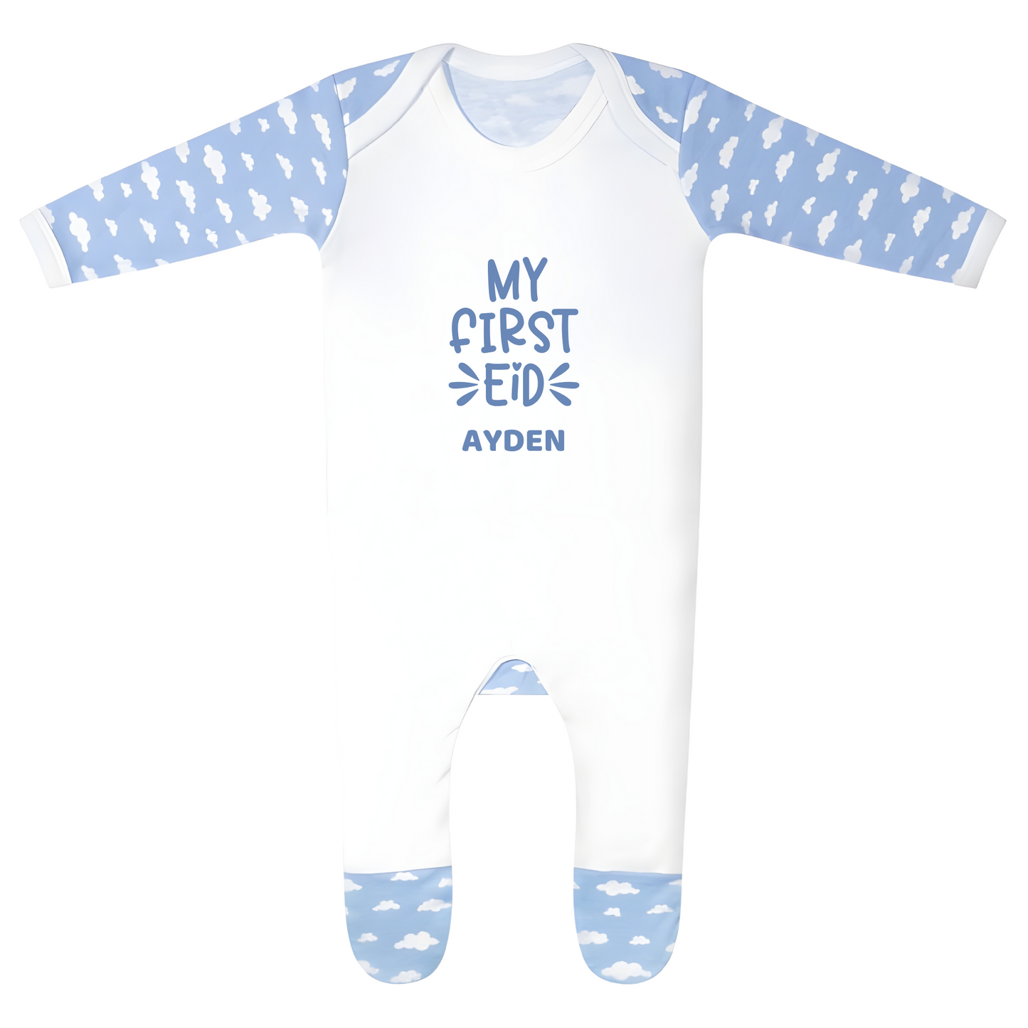 Personalised Eid Baby Cloud Print Rompersuit - First Eid Love