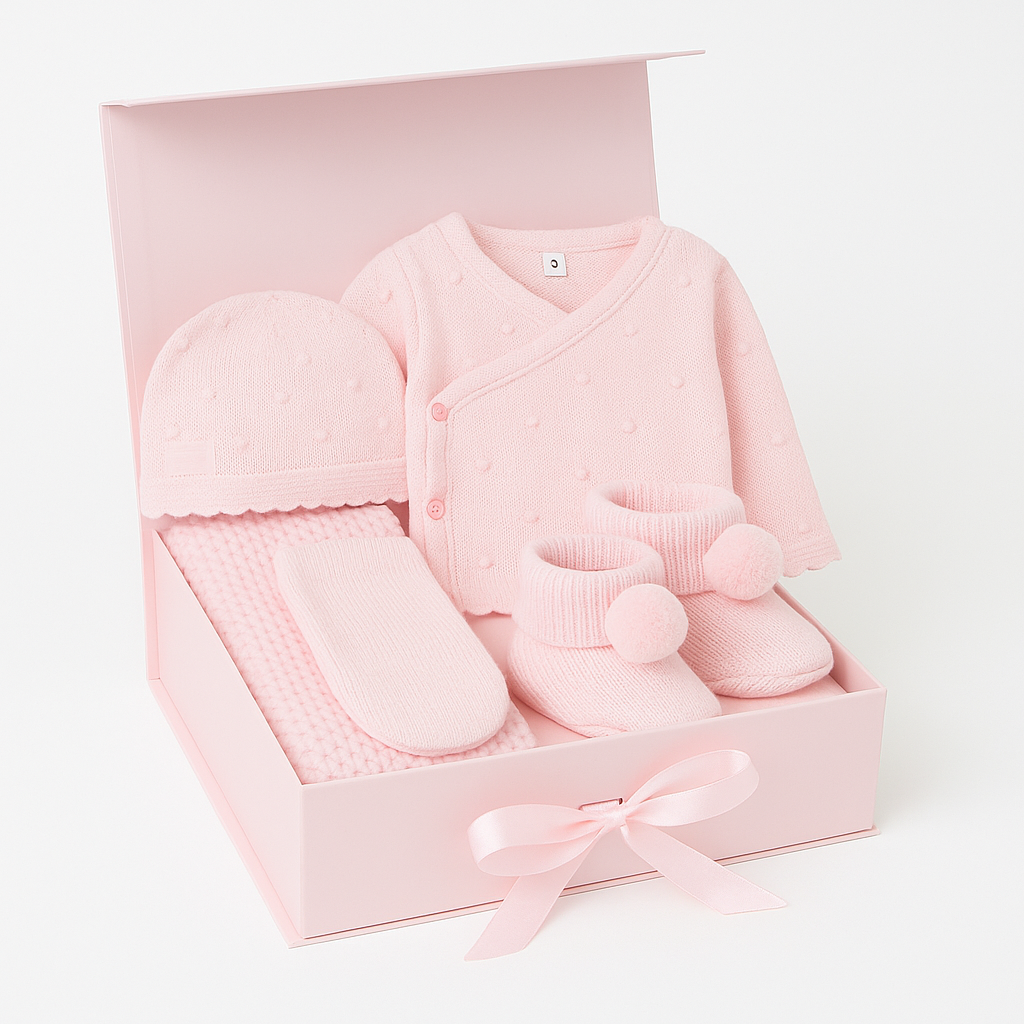 Baby Girls Cable Knit 6 Piece Gift Set