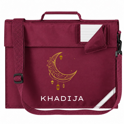 Personalised Madressah Book Bag with Strap - Petal Moon