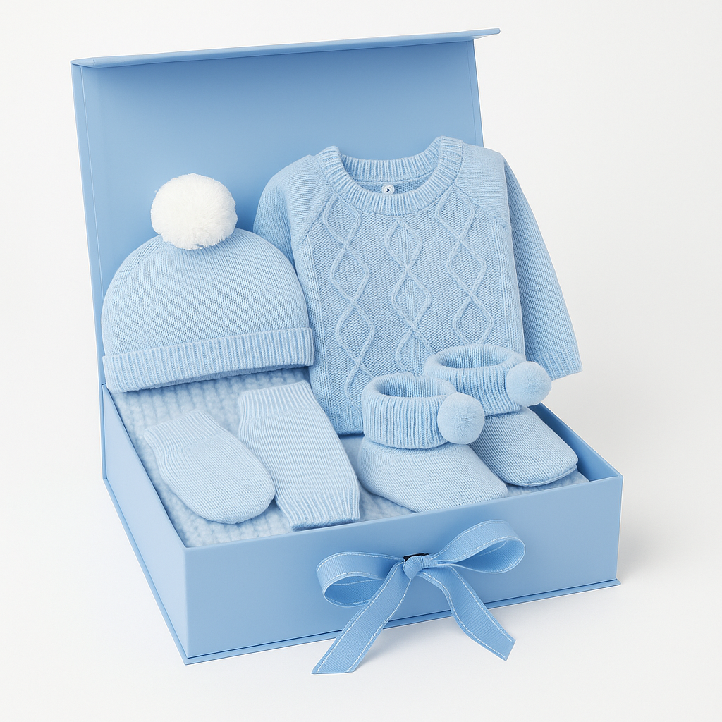 Baby Boys Cable Knit 6 Piece Gift Set