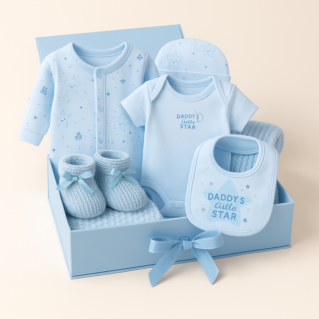 Baby Boys Daddys Little Star 7 Piece Gift Set