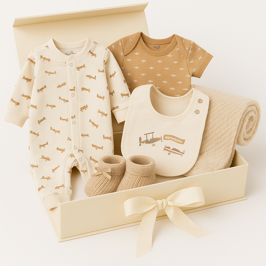 Baby Neutral Plane 9 Piece Gift Set