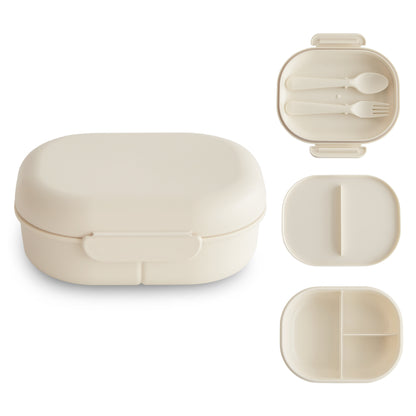 Mushie Lunchbox with Fork & Spoon Set - Ivory