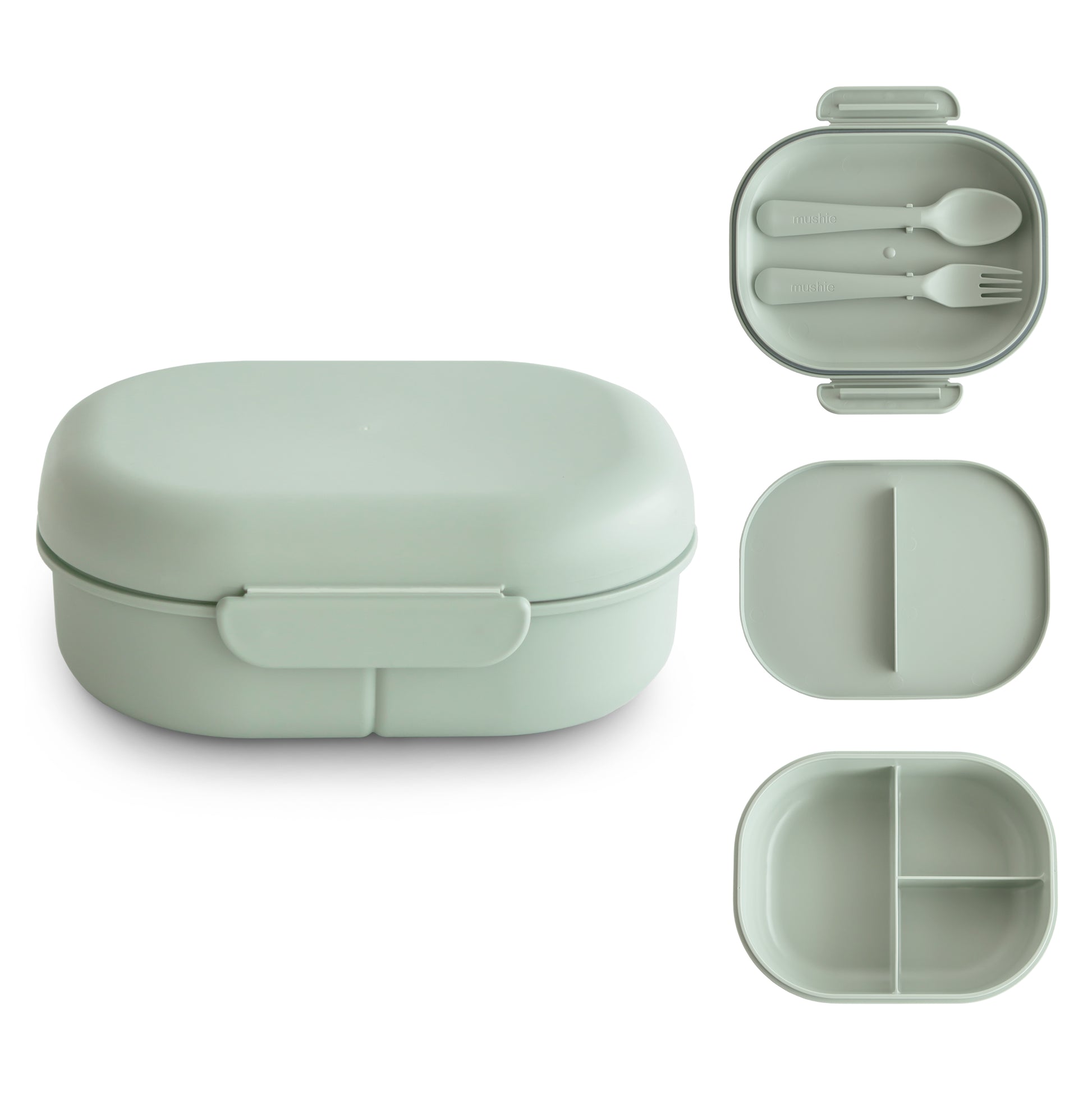 Mushie Lunchbox with Fork & Spoon Set - Sage