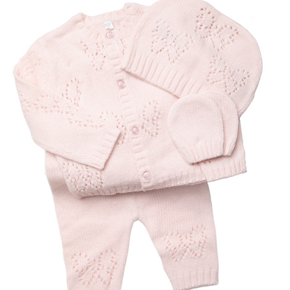 5 Piece Bow Pattern Knitted Baby Gift Set