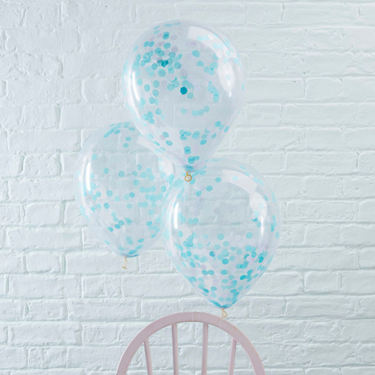 Blue Confetti Balloons - Pack of 5