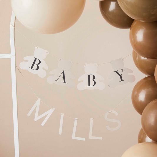 Customisable Baby Name Teddy Bear Baby Shower Bunting