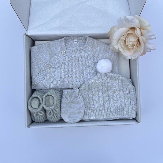 5 Piece Cable Twist Knitted Baby Gift Set