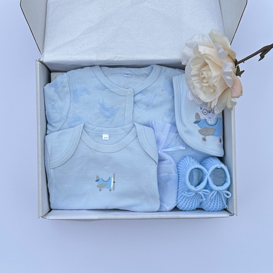 6 Piece Embossed Air Planes Baby Gift Set