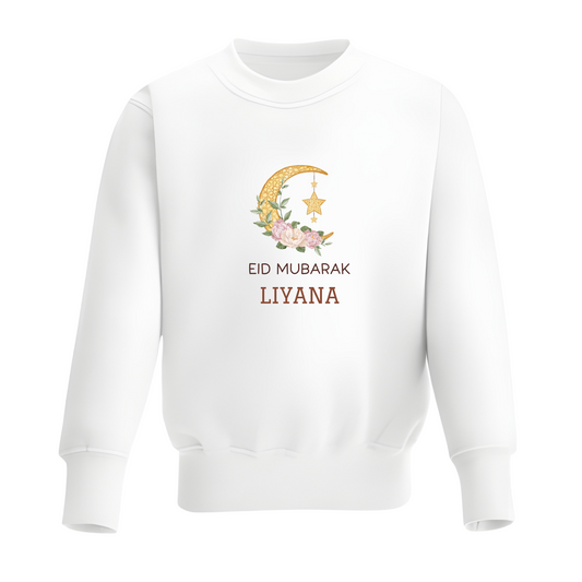 Personalised Eid Baby & Kids Sweatshirt - Floral Moon